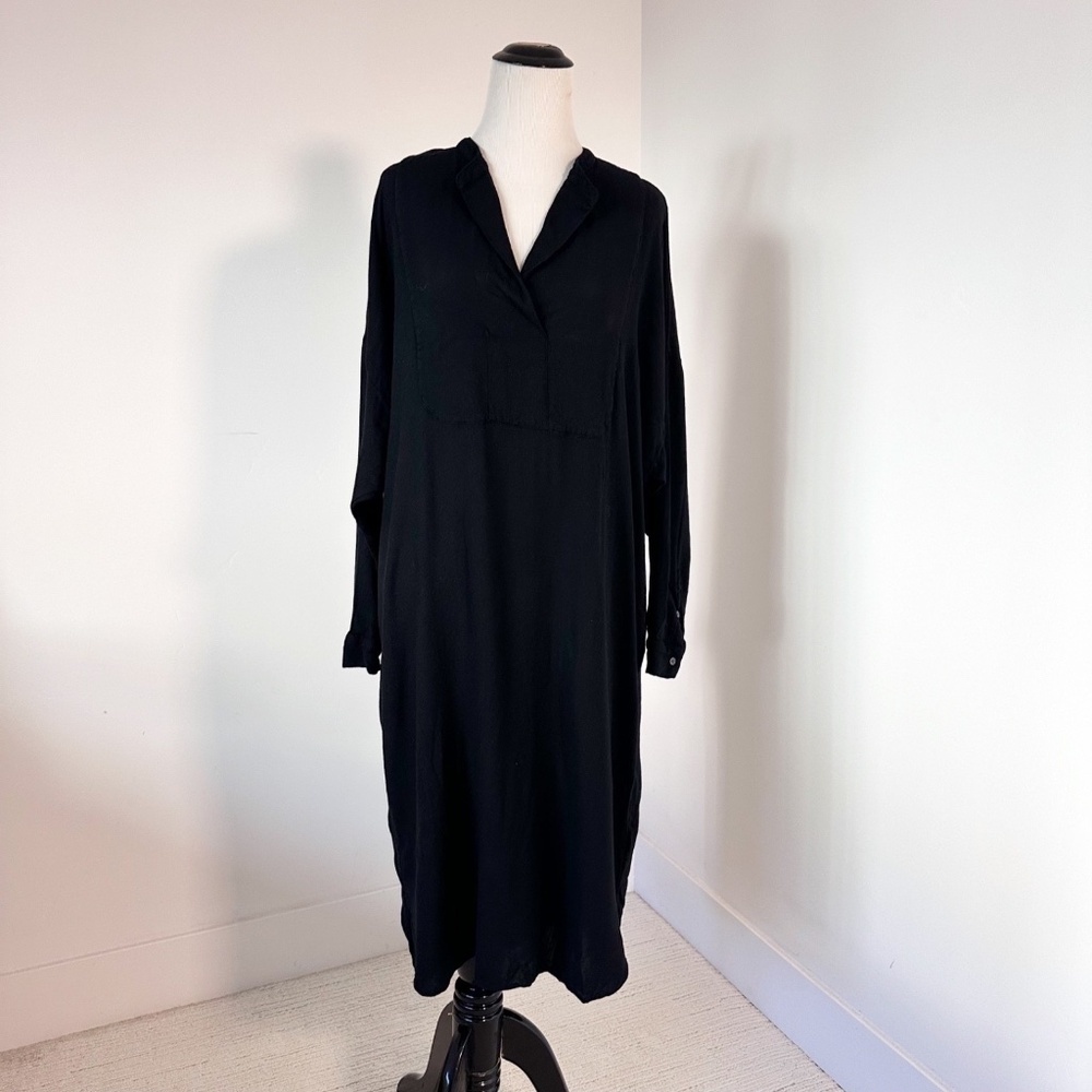 JAMES PERSE Women’s 3 Black Shirt Dress Old Money Lagenlook Wool Blend